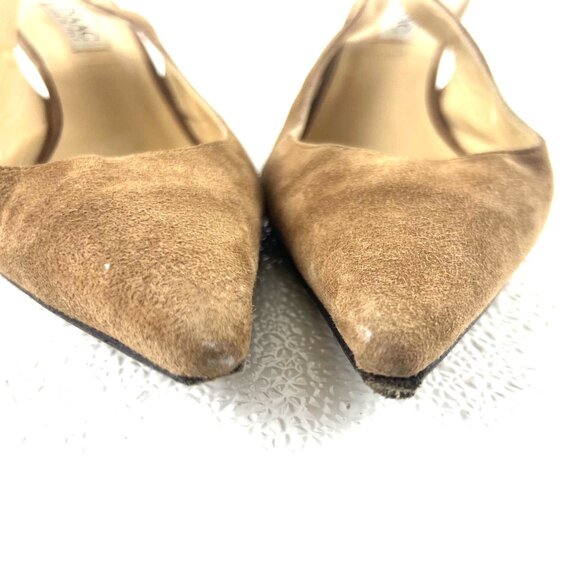 Isaac Mizrahi Womens 10M Camel Brown Career Suede 2.5" Slingback Pumps Heels - Picture 3 of 13